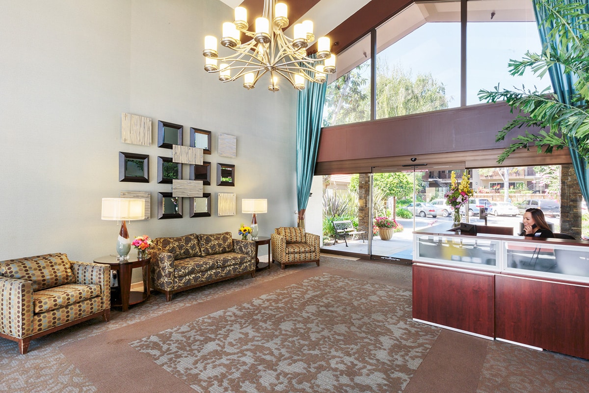 Cozy lobby with chairs and sofa