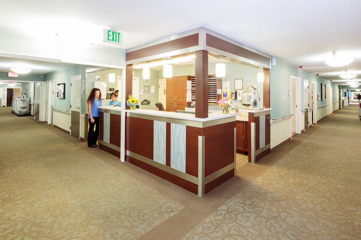 Hallway with a nurse station